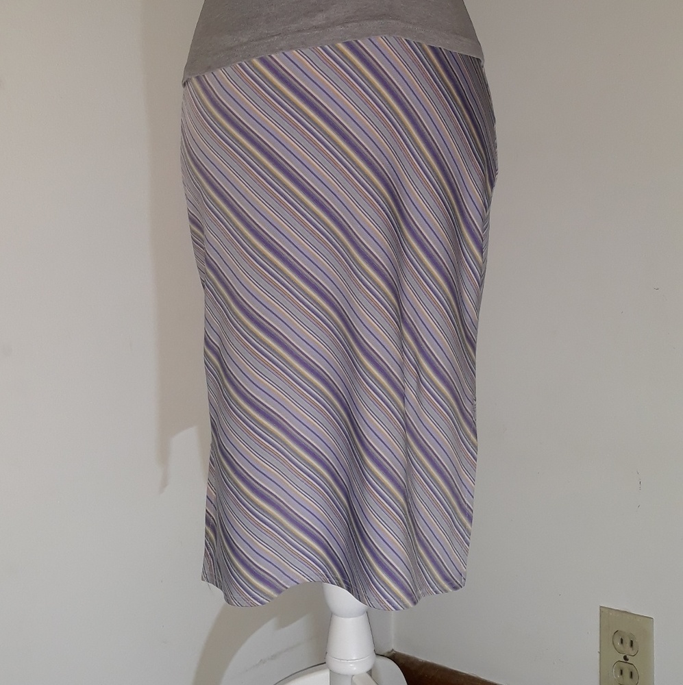 Pastel Sriped tea length skirt